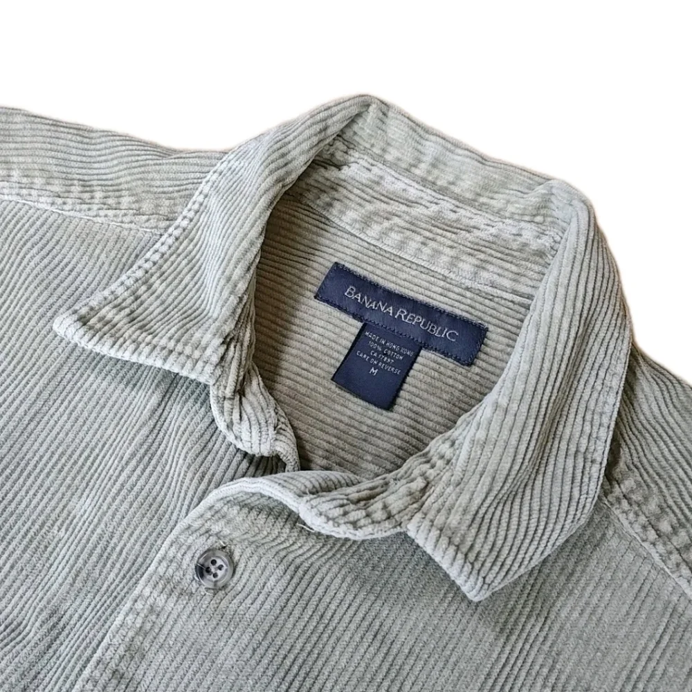 VTG 80s Banana Republic Safari Chore Work Field Corduroy Shirt Med Brown Tan